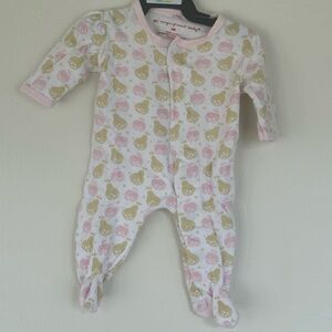 Magnificent Baby Magnetic Pink & Cream Pear Print Footed One-Piece